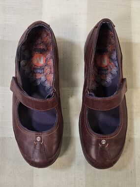 MERRELL Allure Madder Brown Leather Mary Jane Walking Shoes Size 7.5